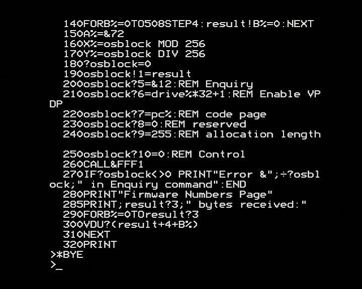 BeebMaster SCSI2SD Commands